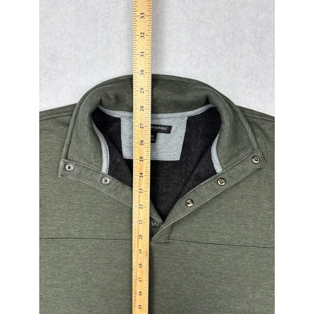 Banana Republic Mens XL Olive Green Snap Mock Neck Fleece Pullover‎ 514826-00